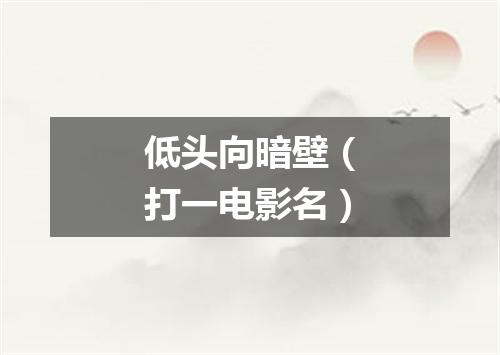 低头向暗壁（打一电影名）