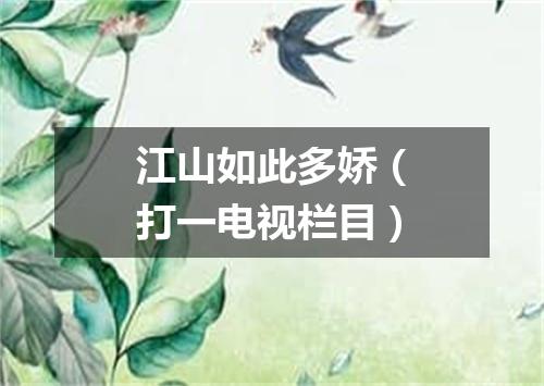 江山如此多娇（打一电视栏目）