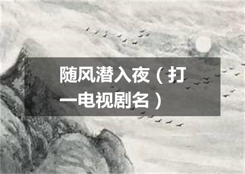 随风潜入夜（打一电视剧名）