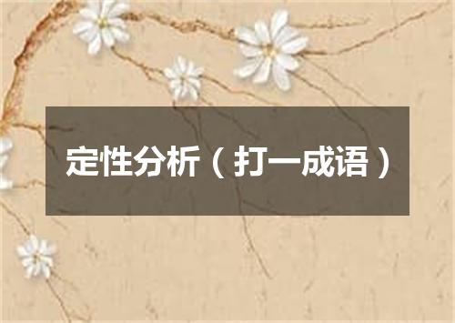 定性分析（打一成语）