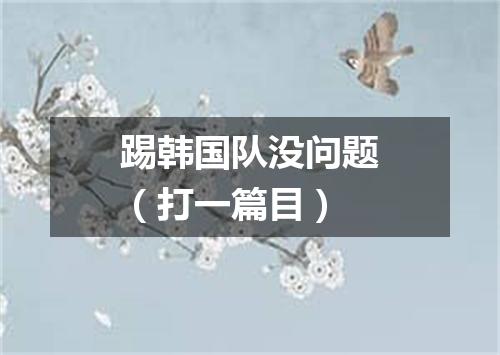 踢韩国队没问题（打一篇目）
