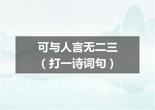 可与人言无二三（打一诗词句）
