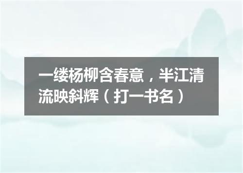 一缕杨柳含春意，半江清流映斜辉（打一书名）