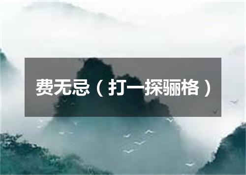 费无忌（打一探骊格）
