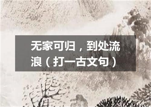 无家可归，到处流浪（打一古文句）