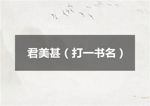 君美甚（打一书名）