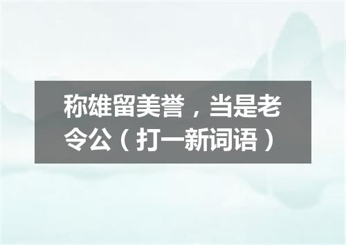 称雄留美誉，当是老令公（打一新词语）