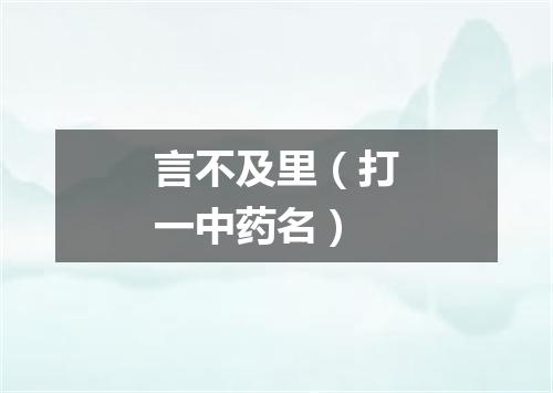 言不及里（打一中药名）