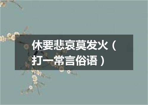 休要悲哀莫发火（打一常言俗语）