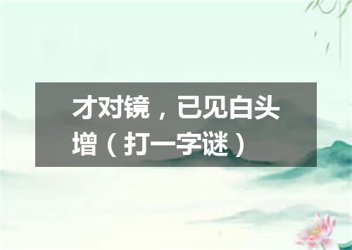 才对镜，已见白头增（打一字谜）