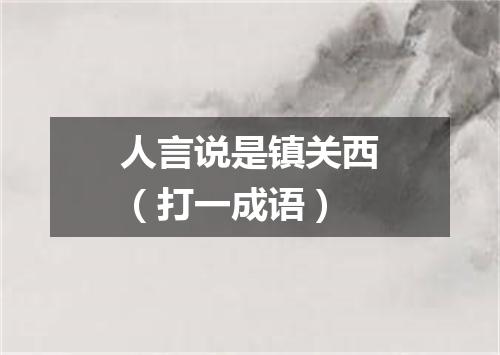 人言说是镇关西（打一成语）