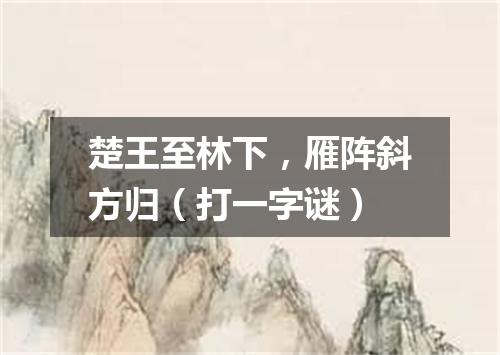 楚王至林下，雁阵斜方归（打一字谜）