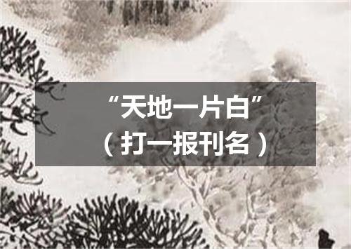 “天地一片白”（打一报刊名）
