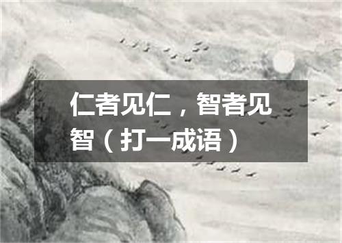 仁者见仁，智者见智（打一成语）