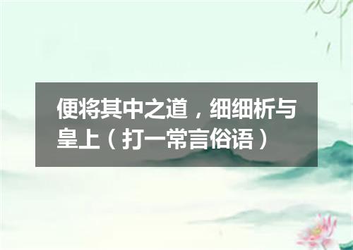 便将其中之道，细细析与皇上（打一常言俗语）
