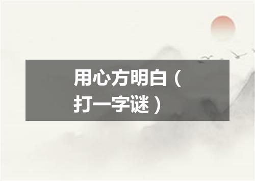 用心方明白（打一字谜）