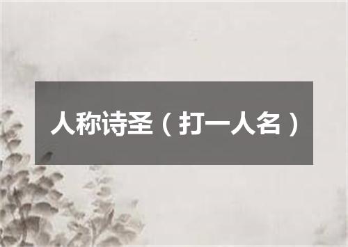 人称诗圣（打一人名）