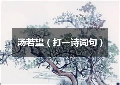 汤若望（打一诗词句）