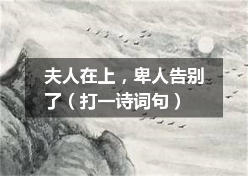 夫人在上，卑人告别了（打一诗词句）