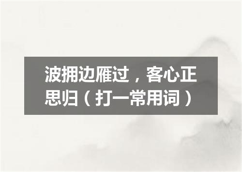 波拥边雁过，客心正思归（打一常用词）