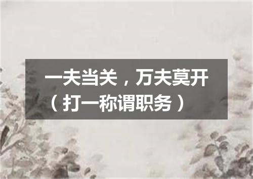 一夫当关，万夫莫开（打一称谓职务）