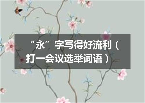 “永”字写得好流利（打一会议选举词语）