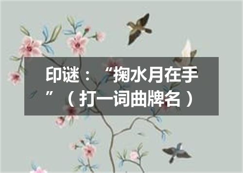 印谜：“掬水月在手”（打一词曲牌名）
