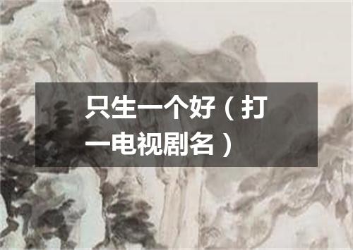 只生一个好（打一电视剧名）