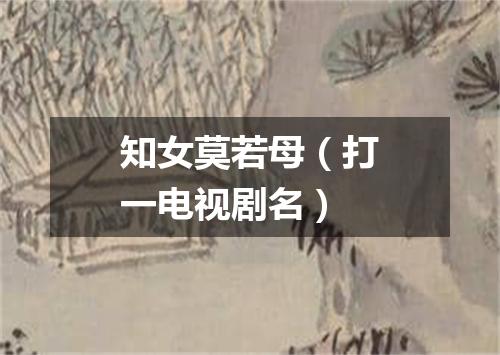 知女莫若母（打一电视剧名）