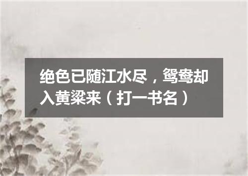 绝色已随江水尽，鸳鸯却入黄粱来（打一书名）