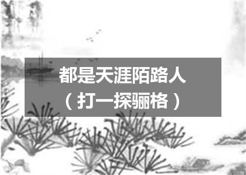 都是天涯陌路人（打一探骊格）