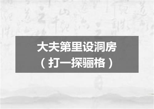 大夫第里设洞房（打一探骊格）