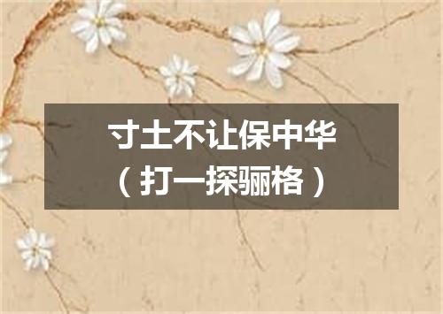 寸土不让保中华（打一探骊格）