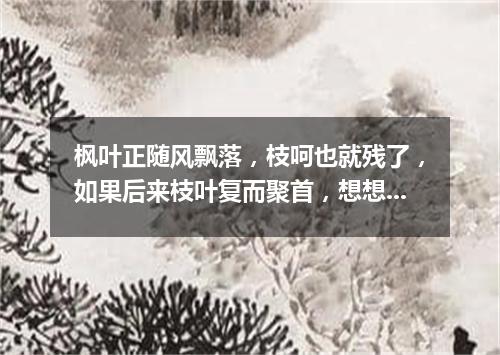 枫叶正随风飘落，枝呵也就残了，如果后来枝叶复而聚首，想想有点傻了（打一字谜）