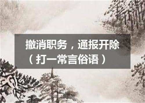 撤消职务，通报开除（打一常言俗语）