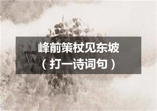 峰前策杖见东坡（打一诗词句）