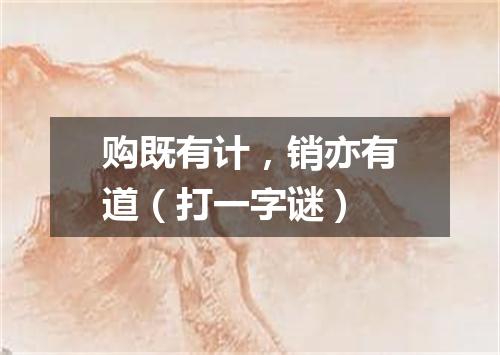 购既有计，销亦有道（打一字谜）