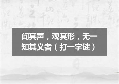 闻其声，观其形，无一知其义者（打一字谜）