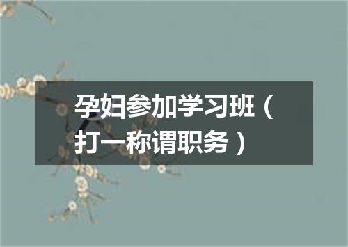 孕妇参加学习班（打一称谓职务）
