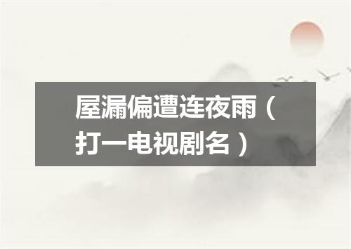 屋漏偏遭连夜雨（打一电视剧名）