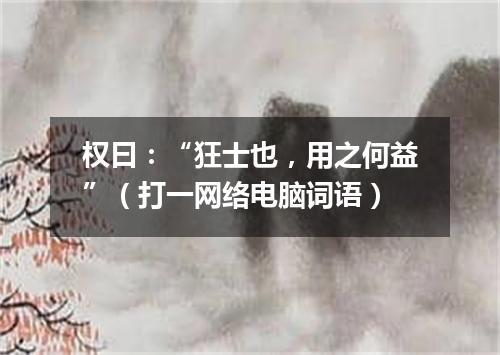 权曰：“狂士也，用之何益”（打一网络电脑词语）