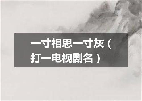 一寸相思一寸灰（打一电视剧名）