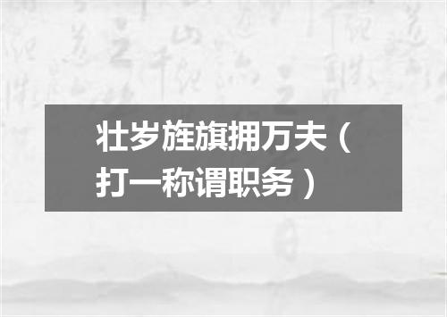 壮岁旌旗拥万夫（打一称谓职务）