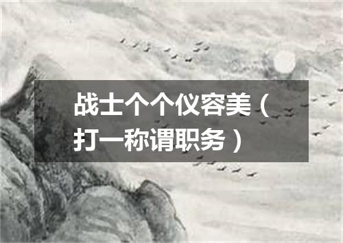 战士个个仪容美（打一称谓职务）