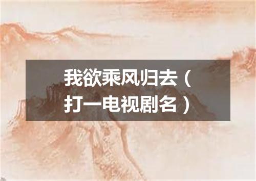 我欲乘风归去（打一电视剧名）