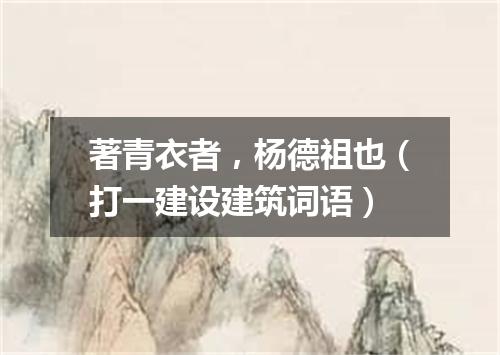 著青衣者，杨德祖也（打一建设建筑词语）
