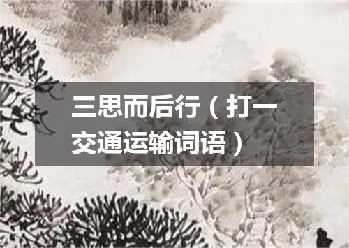 三思而后行（打一交通运输词语）