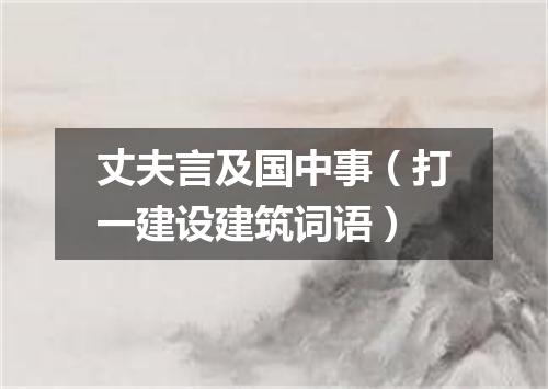 丈夫言及国中事（打一建设建筑词语）