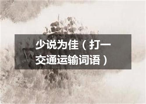 少说为佳（打一交通运输词语）