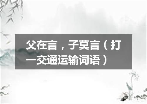 父在言，子莫言（打一交通运输词语）